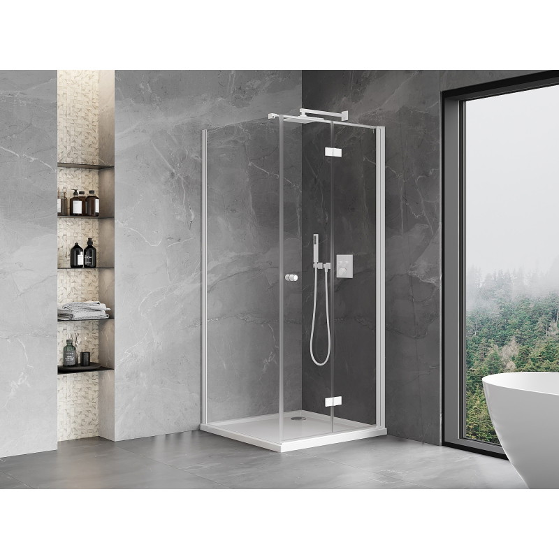 Mexen Mist-F skládací sprchový kout pravý 110 x 110 cm, průhledný, bílý - 8A6T-110-110-20-00-P