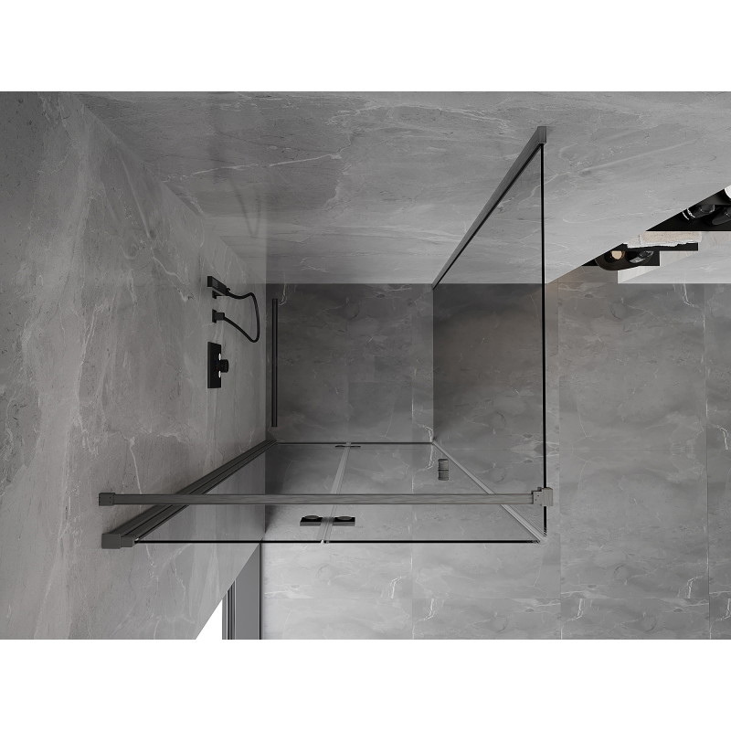 Mexen Mist-F skládací sprchový kout levý 80 x 80 cm, transparentní, kartáčovaný gun gray - 8A6T-080-080-66-00-L