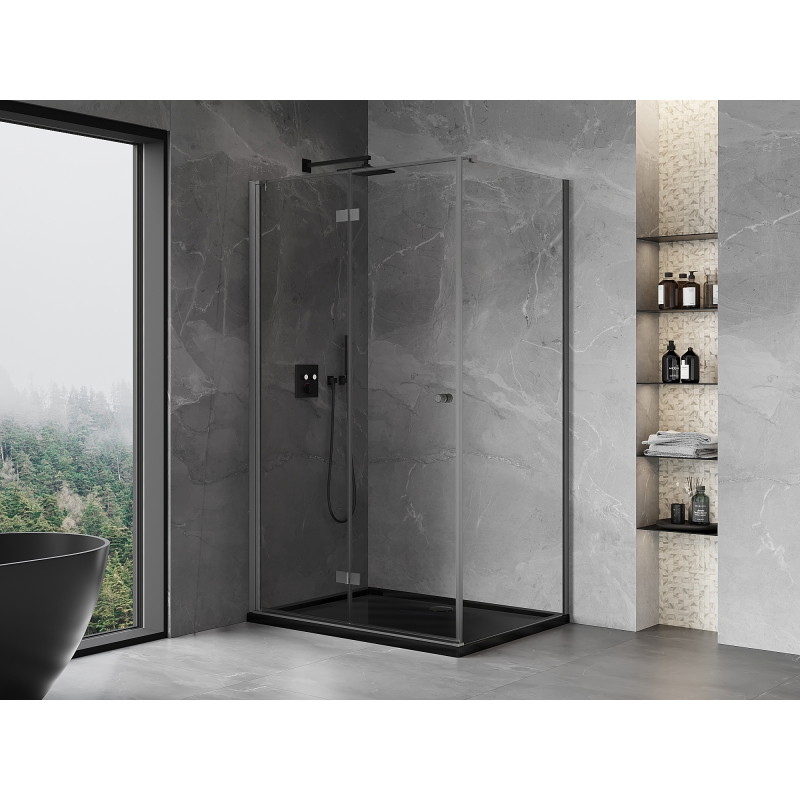 Mexen Mist-F skládací sprchový kout levý 120 x 95 cm, transparentní, gun gray kartáčovaný - 8A6T-120-095-66-00-L