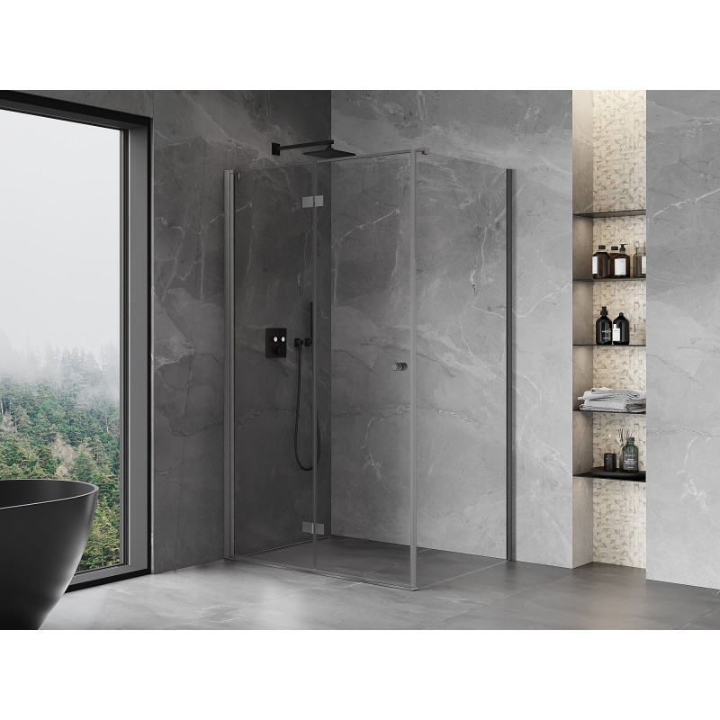 Mexen Mist-F skládací sprchový kout levý 120 x 95 cm, transparentní, gun gray kartáčovaný - 8A6T-120-095-66-00-L