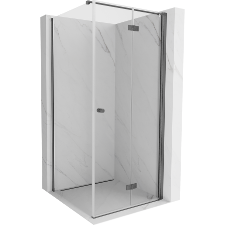 Mexen Mist-F skládací sprchový kout pravý 85 x 85 cm, transparentní, kartáčovaná gun gray - 8A6T-085-085-66-00-P
