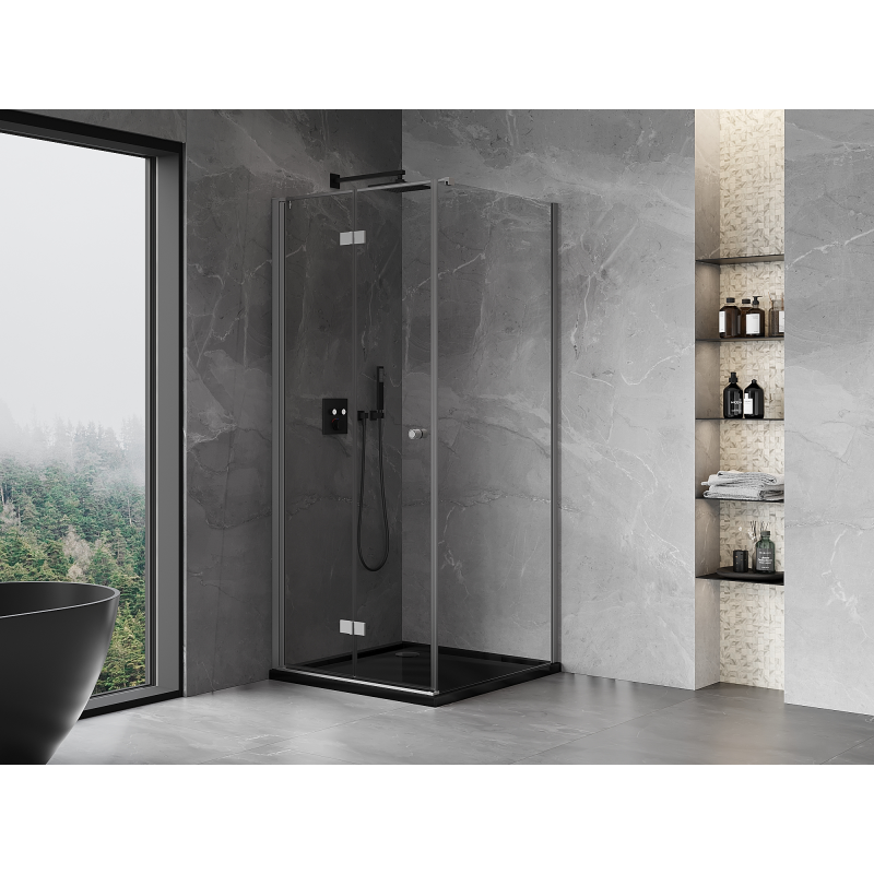 Mexen Mist-F skládací sprchový kout levý 90 x 90 cm, transparentní, gun metal - 8A6T-090-090-95-00-L