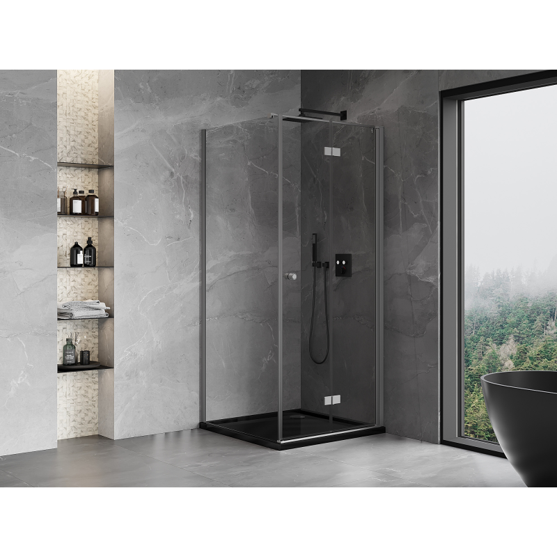 Mexen Mist-F skládací sprchový kout pravý 70 x 70 cm, transparentní, gun metal - 8A6T-070-070-95-00-P