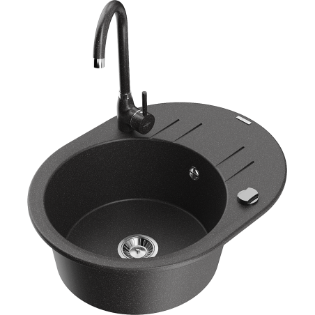 Mexen Kevin granitový dřez 1-komorový s odkapávačem a kuchyňskou baterií Telma, skvrnitý - 6517-76-670200-76