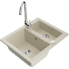 Mexen Carlos granitový dřez 1,5-komorový s kuchyňskou baterií Telma, béžový - 6518-69-670200-00