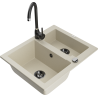 Mexen Carlos žulový dřez 1,5-komorový s kuchyňskou baterií Telma, béžový - 6518-69-670200-70