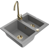 Mexen Carlos granitový dřez 1,5-komorový s kuchyňskou baterií Telma, šedý - 6518-71-670200-50