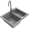 Mexen Carlos žulový dřez 1,5-komorový s kuchyňskou baterií Telma, šedý - 6518-71-670200-71
