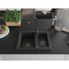 Mexen Carlos granitový dřez 1,5-komorový s kuchyňskou baterií Telma, černý/zlatý metalický - 6518-75-670200-70-B