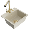 Mexen Milo granitový dřez 1-komorový s kuchyňskou baterií Duero, béžový - 6505-69-671600-50
