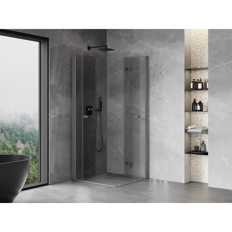 Mexen Mist-F Duo sprchová skládací kabina 90 x 90 cm, transparentní, gun metal - 8A6-090L-090P-95-00