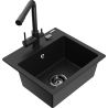 Mexen Milo jednokomorový žulový dřez s kuchyňskou baterií Duero, černý - 6505-77-671600-70-B