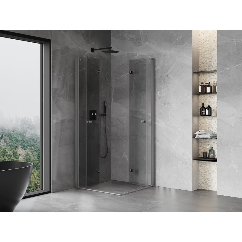Mexen Mist-F Duo skládací sprchová kabina 105 x 105 cm, transparentní, gun metal - 8A6-105L-105P-95-00