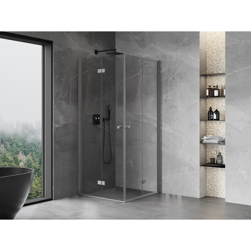 Mexen Mist-F Duo skládací sprchová kabina 105 x 105 cm, transparentní, gun metal - 8A6-105L-105P-95-00