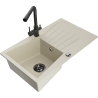 Mexen Cesar granitový dřez s odkapávačem a kuchyňskou baterií Duero, béžový - 6514-69-671600-70