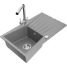 Mexen Cesar granitový dřez s odkapávačem a kuchyňskou baterií Duero, šedý - 6514-71-671600-00