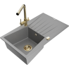 Mexen Cesar granitový dřez 1-komorový s odkapávačem a kuchyňskou baterií Duero, šedý - 6514-71-671600-50