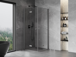 Mexen Mist-F Dvoukřídlá sprchová kabina skládací 120 x 120 cm, průhledná, gun metal - 8A6-120L-120P-95-00