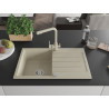 Mexen Bruno granitový dřez 1-komorový s odkapávačem a kuchyňskou baterií Duero, béžový - 6513-69-671600-69