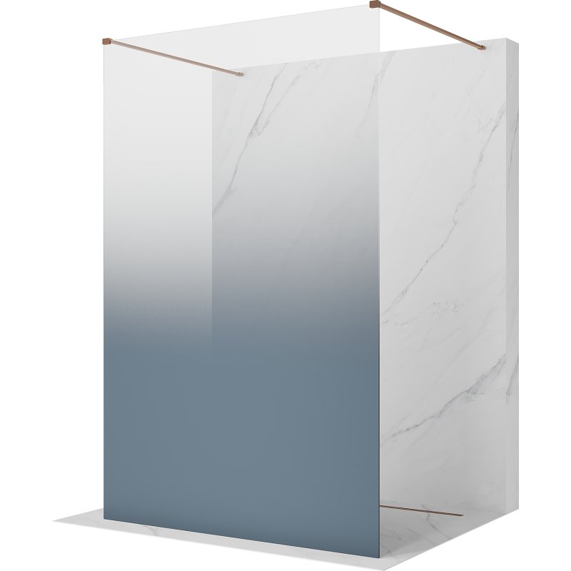 Mexen Kioto volně stojící sprchová stěna 110 x 200 cm, modré ombre 8 mm, kartáčovaná měď - 800-110-002-65-46