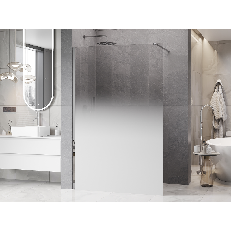 Mexen Kioto sprchová stěna Walk-in 100 x 200 cm, bílá ombre 8 mm, chrom - 800-100-101-01-86