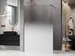 Mexen Kioto sprchová stěna Walk-in 100 x 200 cm, bílý ombre 8 mm, kartáčovaná měď - 800-100-101-65-86