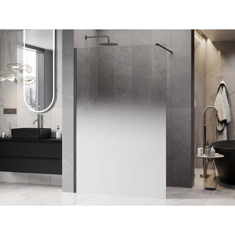 Mexen Kioto sprchová stěna Walk-in 140 x 200 cm, bílá ombre 8 mm, kartáčovaná gun gray - 800-140-101-66-86