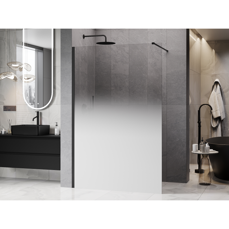 Mexen Kioto sprchová stěna Walk-in 80 x 200 cm, bílá ombre 8 mm, černá - 800-080-101-70-86