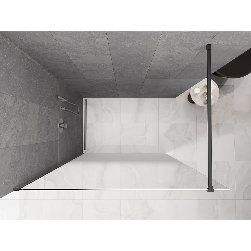 Mexen Kioto sprchová stěna Walk-in 150 x 200 cm, ombre bílá 8 mm, gun metal - 800-150-101-95-86