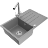 Mexen Bruno granitový dřez s 1 komorou, odkapávačem a kuchyňskou baterií Duero, šedý - 6513-71-671600-00
