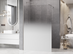 Mexen Kioto sprchová stěna Walk-in 140 x 200 cm, bílý ombre 8 mm, kartáčovaný nikl - 800-140-101-97-86