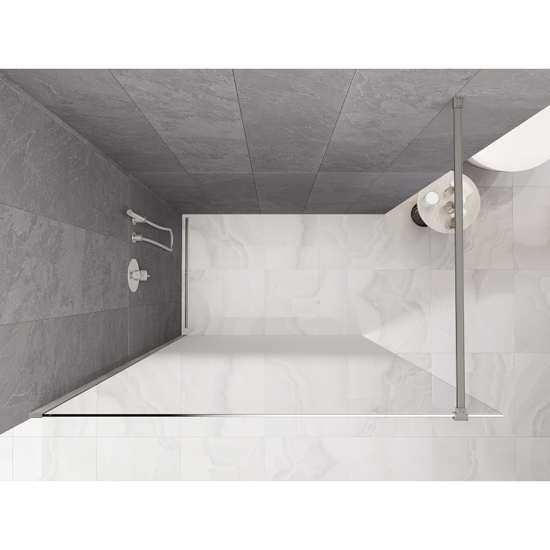 Mexen Kioto sprchová stena Walk-in 150 x 200 cm, bílá ombre 8 mm, kartáčovaný nikl - 800-150-101-97-86