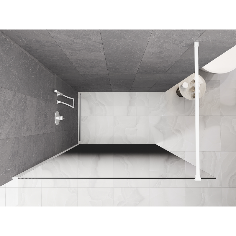 Mexen Kioto sprchová zástěna Walk-in 100 x 200 cm, černá ombre 8 mm, bílá - 800-100-101-20-76