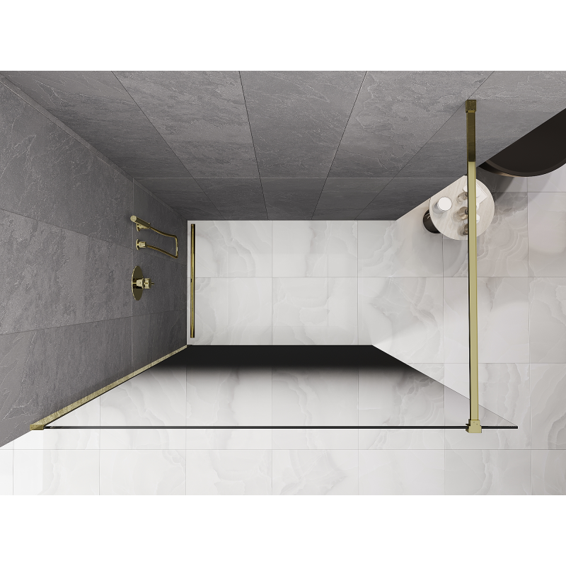 Mexen Kioto sprchová zástěna Walk-in 90 x 200 cm, černá ombre 8 mm, zlatá - 800-090-101-50-76
