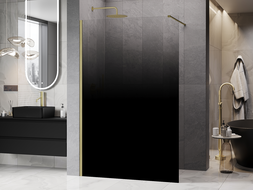 Mexen Kioto sprchová stěna Walk-in 110 x 200 cm, černá ombre 8 mm, zlatá kartáčovaná - 800-110-101-55-76
