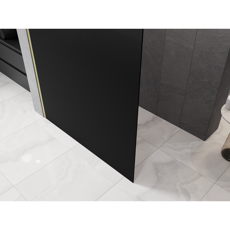 Mexen Kioto sprchová zástěna Walk-in 140 x 200 cm, černé ombre 8 mm, zlatý kartáčovaný - 800-140-101-55-76