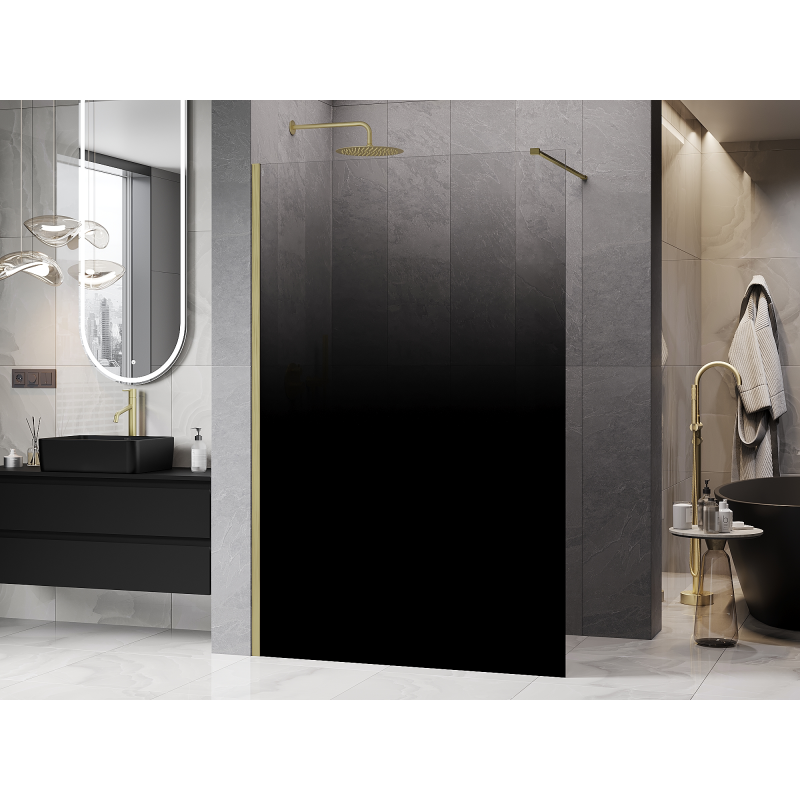 Mexen Kioto sprchová zástěna Walk-in 140 x 200 cm, černé ombre 8 mm, zlatý kartáčovaný - 800-140-101-55-76
