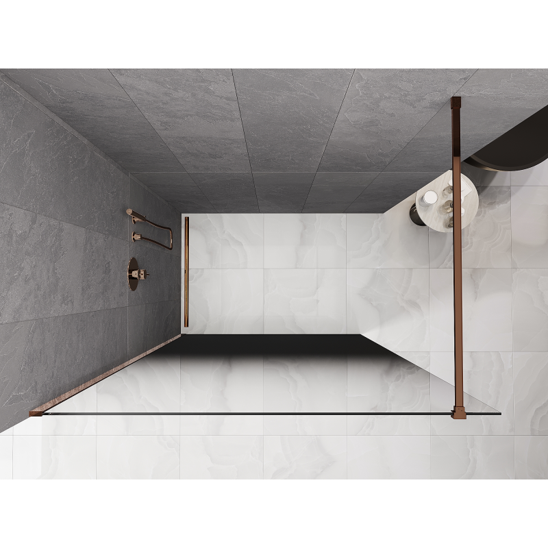 Mexen Kioto Sprchová stěna Walk-in 120 x 200 cm, černý ombre 8 mm, růžové zlato - 800-120-101-60-76