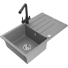Mexen Bruno granitový dřez 1-komorový s odkapávačem a kuchyňskou baterií Duero, šedý - 6513-71-671600-70