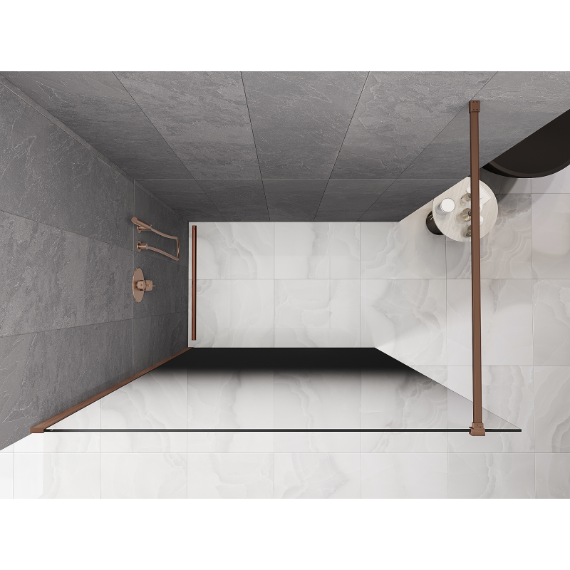 Mexen Kioto sprchová stěna Walk-in 120 x 200 cm, černé ombre, 8 mm, kartáčovaná měď - 800-120-101-65-76