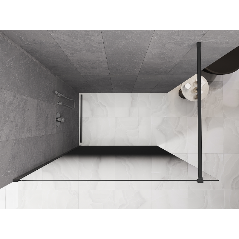 Mexen Kioto sprchová stěna Walk-in 120 x 200 cm, ombre černá 8 mm, broušená gun gray - 800-120-101-66-76