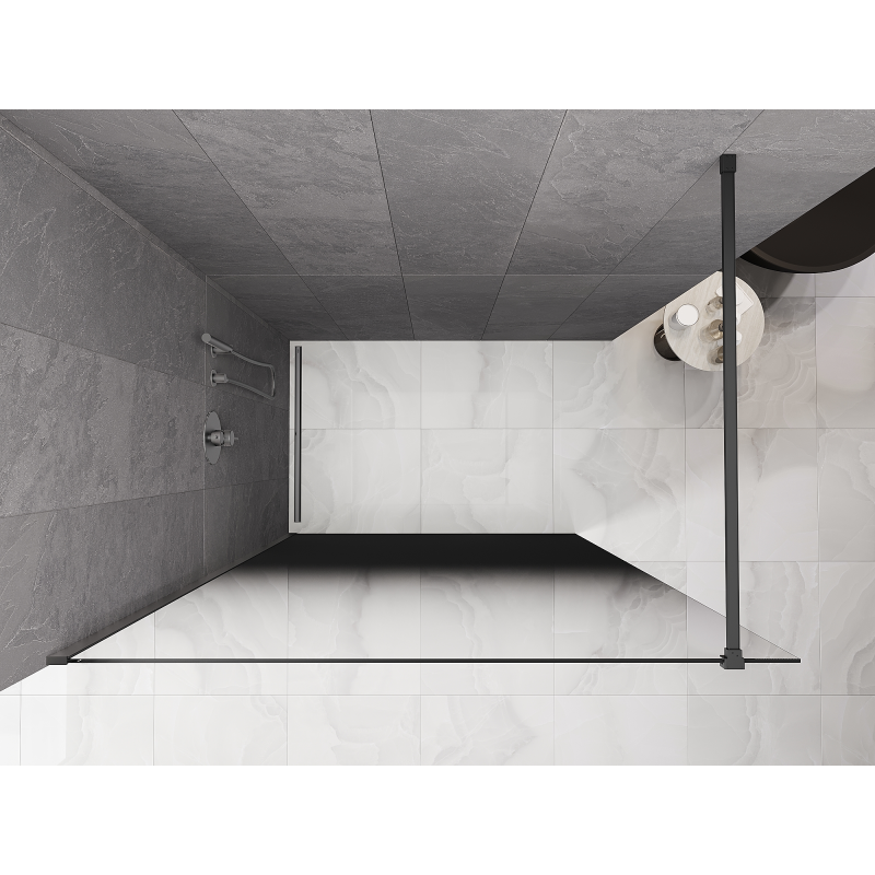 Mexen Kioto sprchová stěna Walk-in 120 x 200 cm, černé ombre 8 mm, gun metal - 800-120-101-95-76