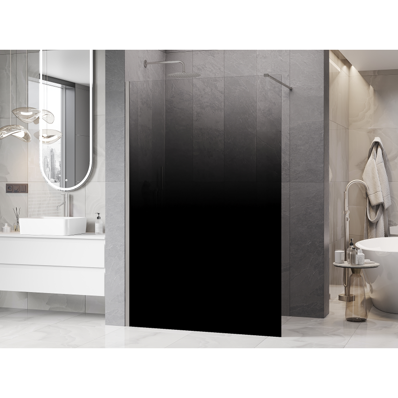 Mexen Kioto sprchová stěna Walk-in 80 x 200 cm, černá ombre 8 mm, kartáčovaný nikl - 800-080-101-97-76