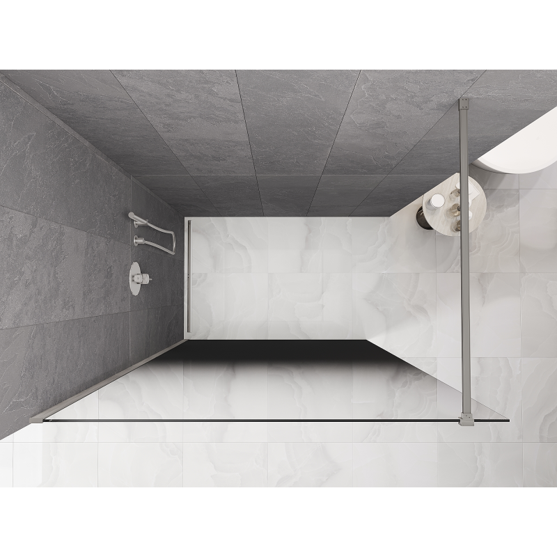 Mexen Kioto sprchová stěna Walk-in 80 x 200 cm, černá ombre 8 mm, kartáčovaný nikl - 800-080-101-97-76