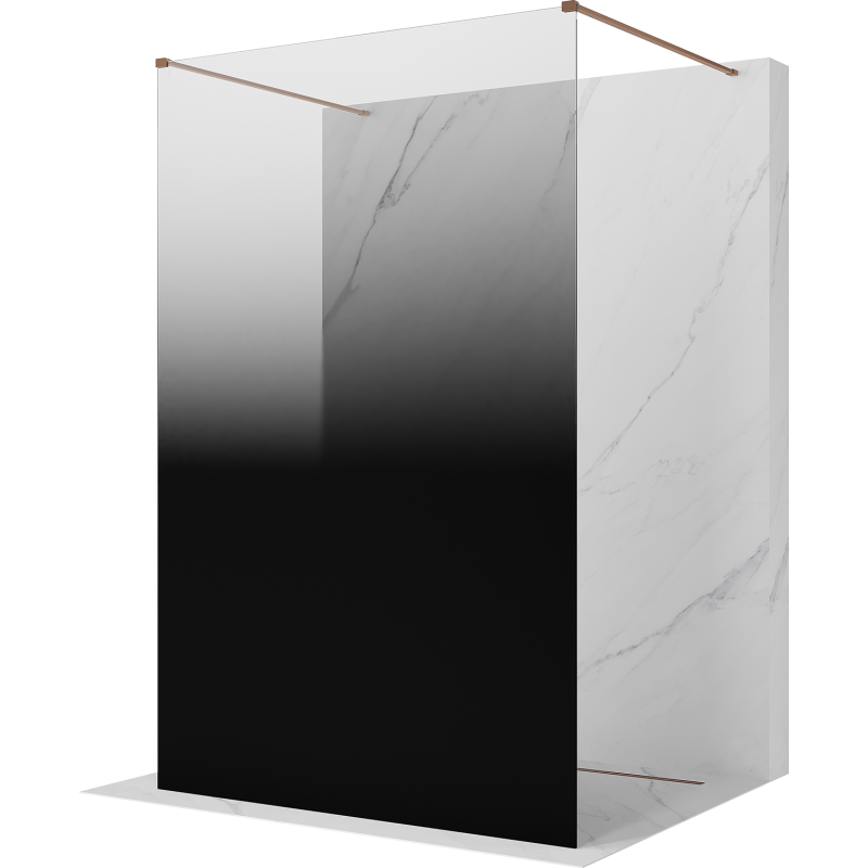 Mexen Kioto volně stojící sprchová zástěna 100 x 200 cm, černá ombre 8 mm, kartáčovaná měď - 800-100-002-65-76