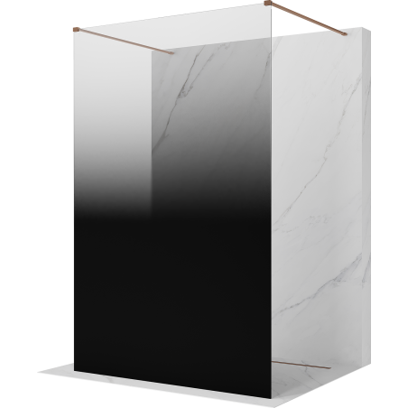 Mexen Kioto volně stojící sprchová zástěna 100 x 200 cm, černá ombre 8 mm, kartáčovaná měď - 800-100-002-65-76