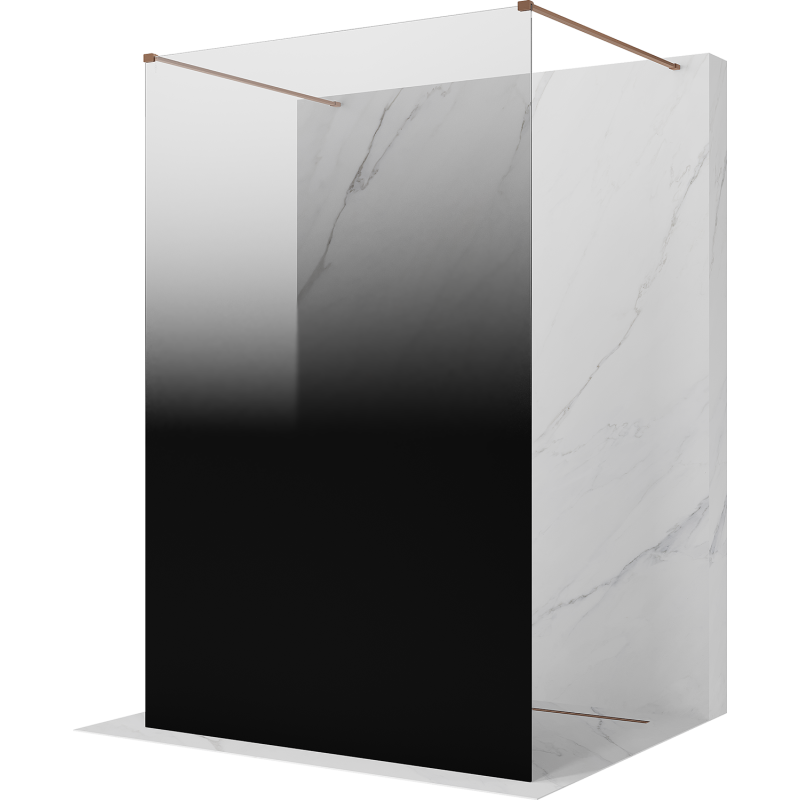 Mexen Kioto volně stojící sprchová stěna 120 x 200 cm, ombre černá 8 mm, kartáčovaná měď - 800-120-002-65-76