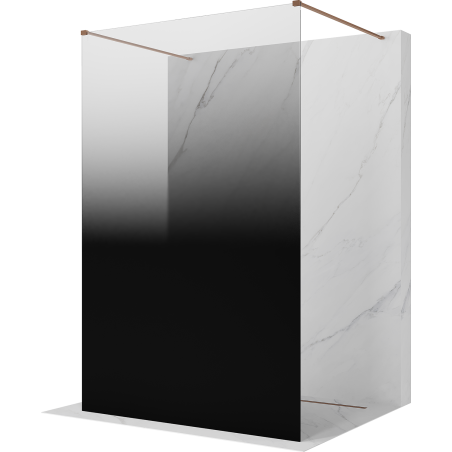 Mexen Kioto volně stojící sprchová stěna 130 x 200 cm, ombre černá 8 mm, kartáčovaná měď - 800-130-002-65-76
