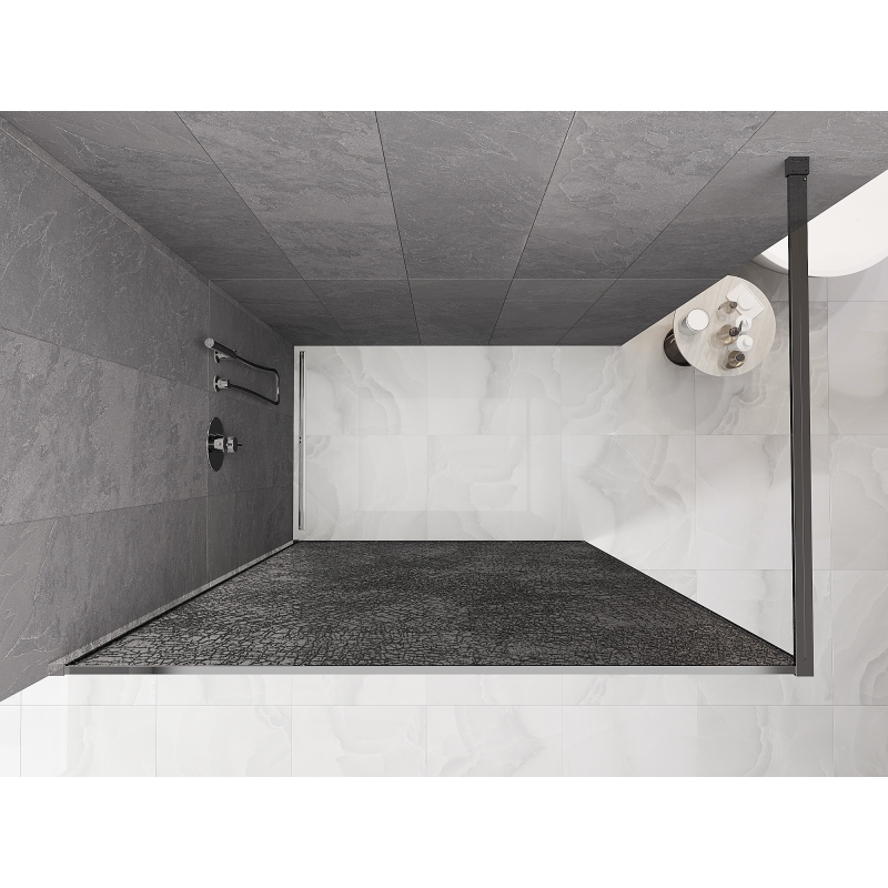 Mexen Kioto sprchová stěna Walk-in 100 x 200 cm, crackle grafit 12 mm, chrom - 800-100-101-01-44-X