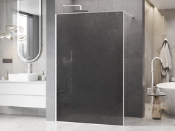 Mexen Kioto sprchová stěna Walk-in 120 x 200 cm, crackle grafit 12 mm, bílá - 800-120-101-20-44-X